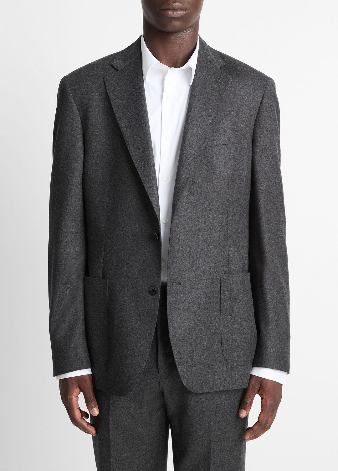 Wool-Silk Flannel Relaxed Sport Coat in Blazers - CHARCOAL