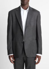 Wool-Silk Flannel Relaxed Sport Coat in Blazers - CHARCOAL