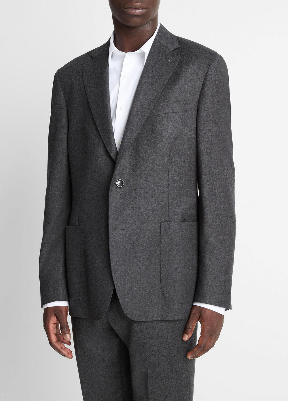 Wool-Silk Flannel Relaxed Sport Coat in Blazers - CHARCOAL