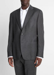 Wool-Silk Flannel Relaxed Sport Coat in Blazers - CHARCOAL