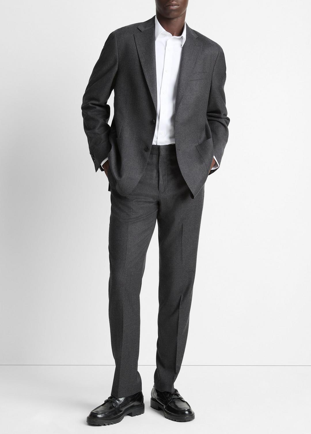 Wool-Silk Flannel Relaxed Sport Coat in Blazers - CHARCOAL