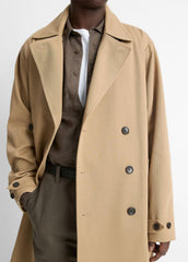 Italian Cotton Double-Breasted Trench Coat in Coats - LIGHT BEACHWOOD