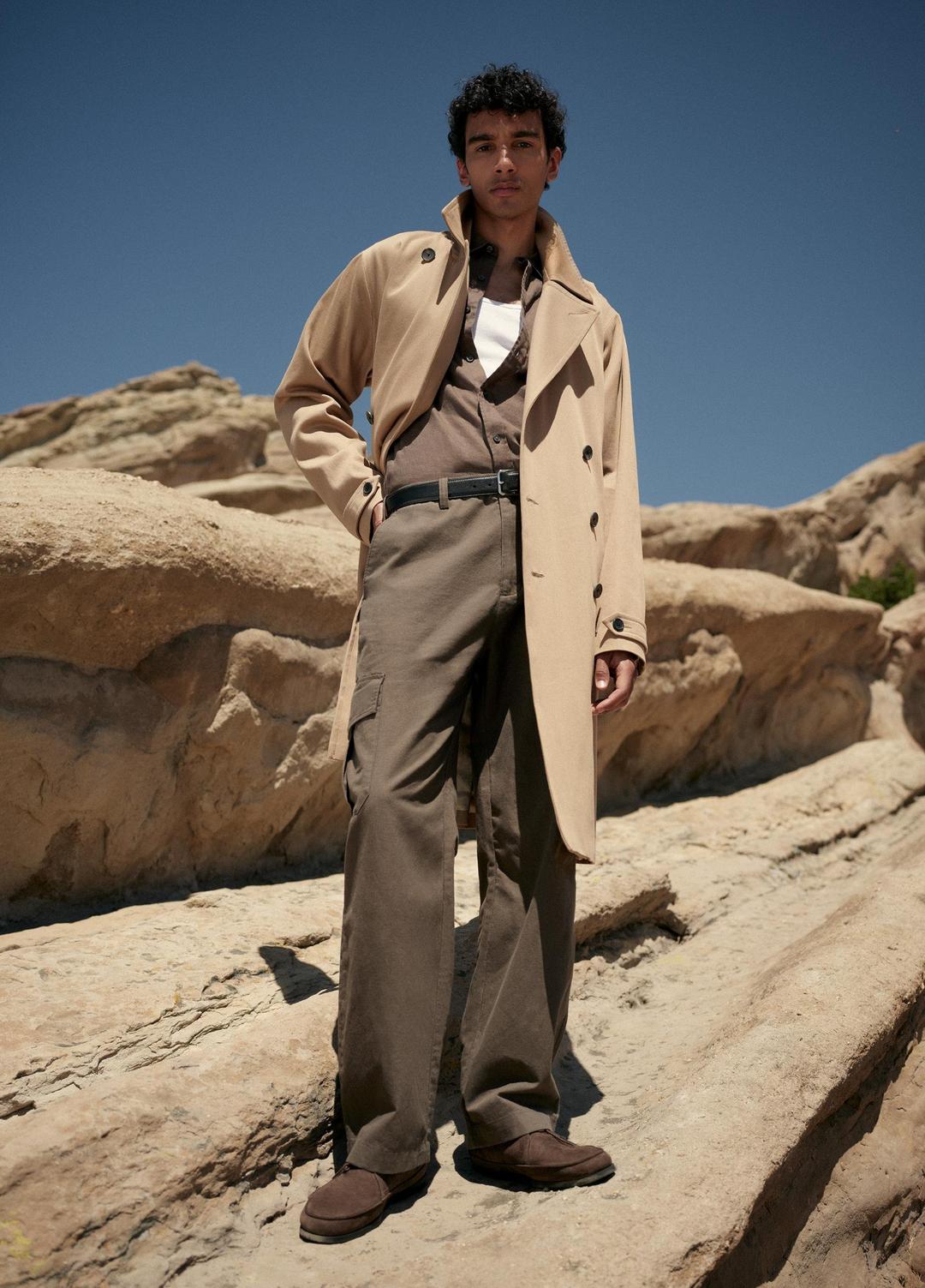 Italian Cotton Double-Breasted Trench Coat in Coats - LIGHT BEACHWOOD