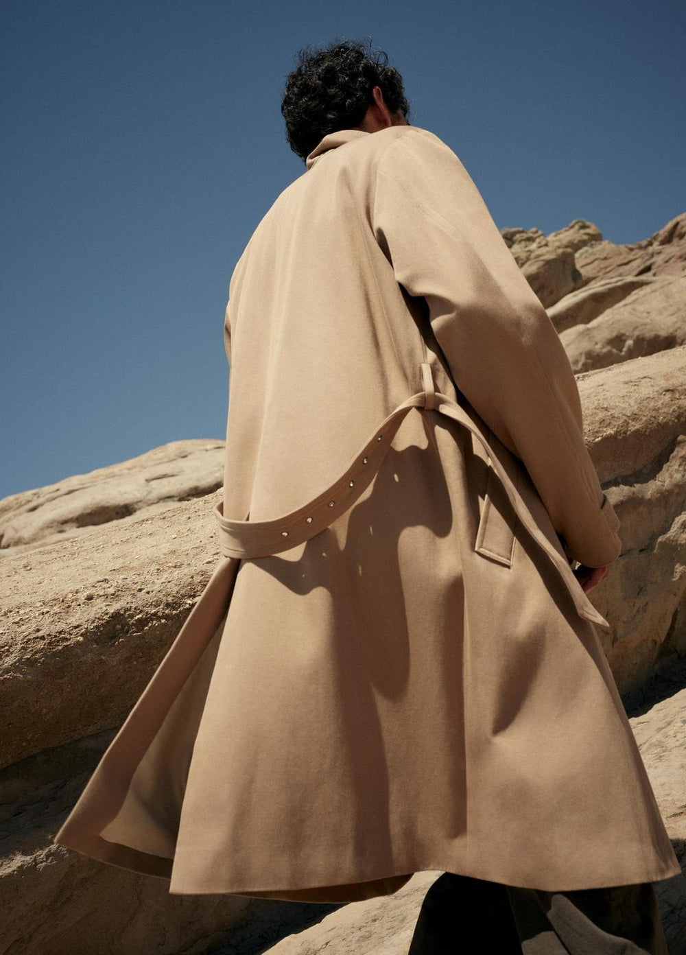 Italian Cotton Double-Breasted Trench Coat in Coats - LIGHT BEACHWOOD