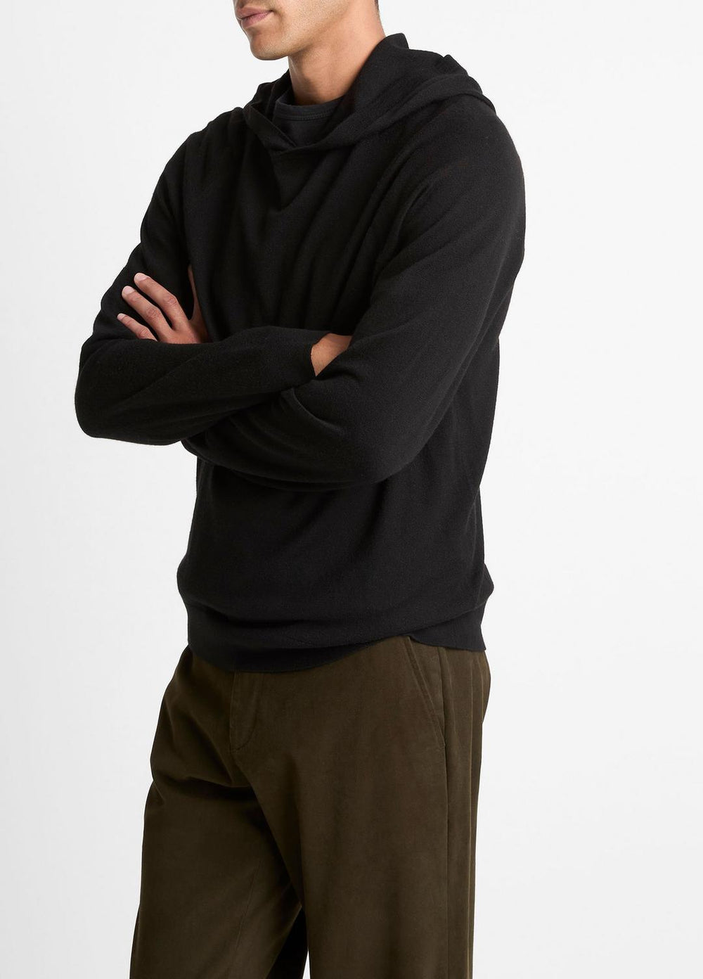 Featherweight Merino Wool-Cashmere Hoodie in Sweatshirts & Hoodies - BLACK
