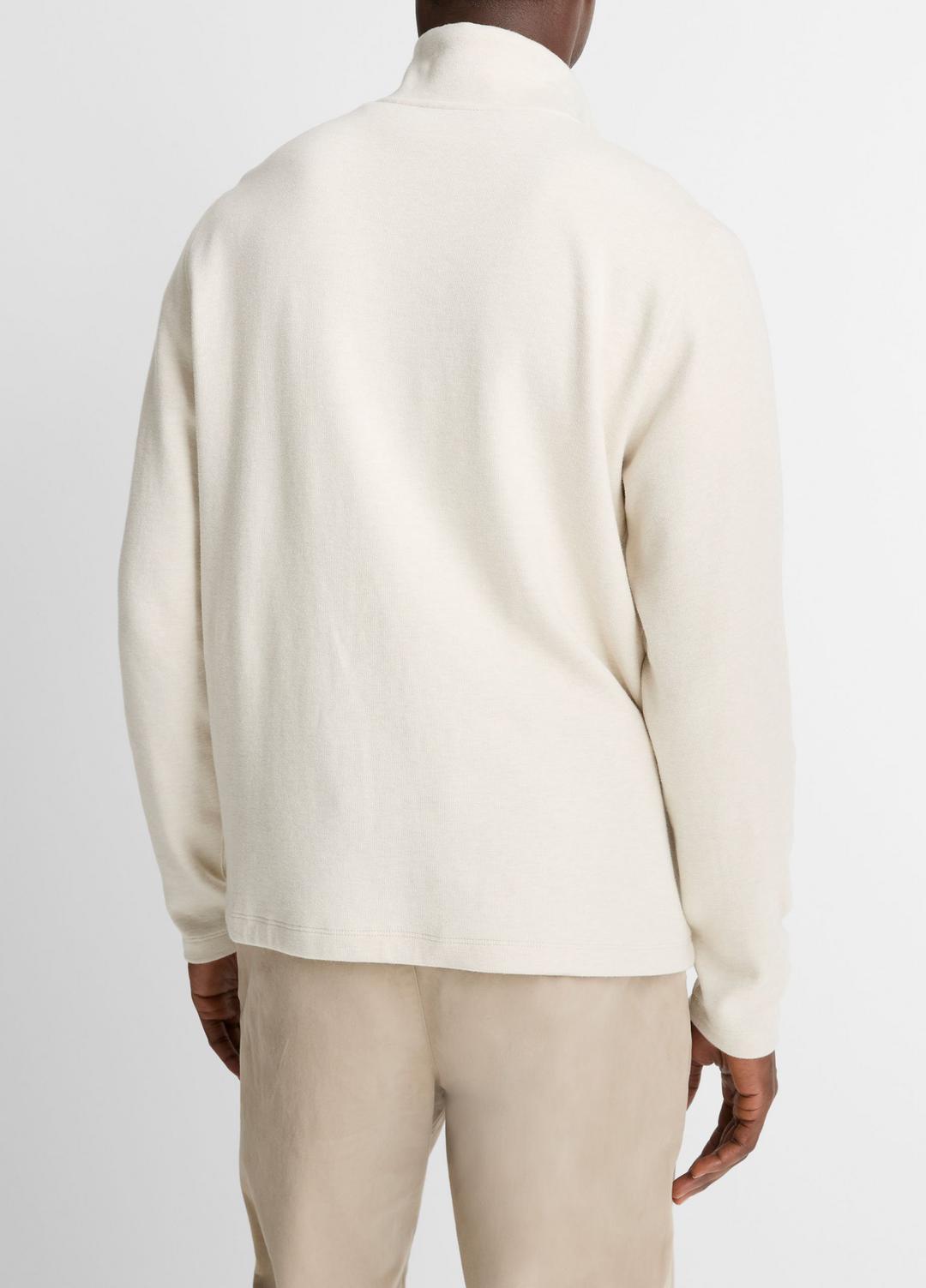 Cotton Button Mock-Neck Pullover in Sweatshirts & Hoodies - HEATHER BONE