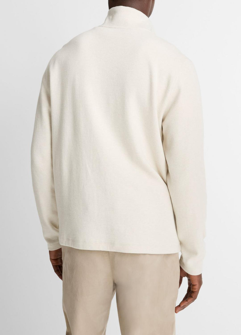 Cotton Button Mock-Neck Pullover in Sweatshirts & Hoodies - HEATHER BONE