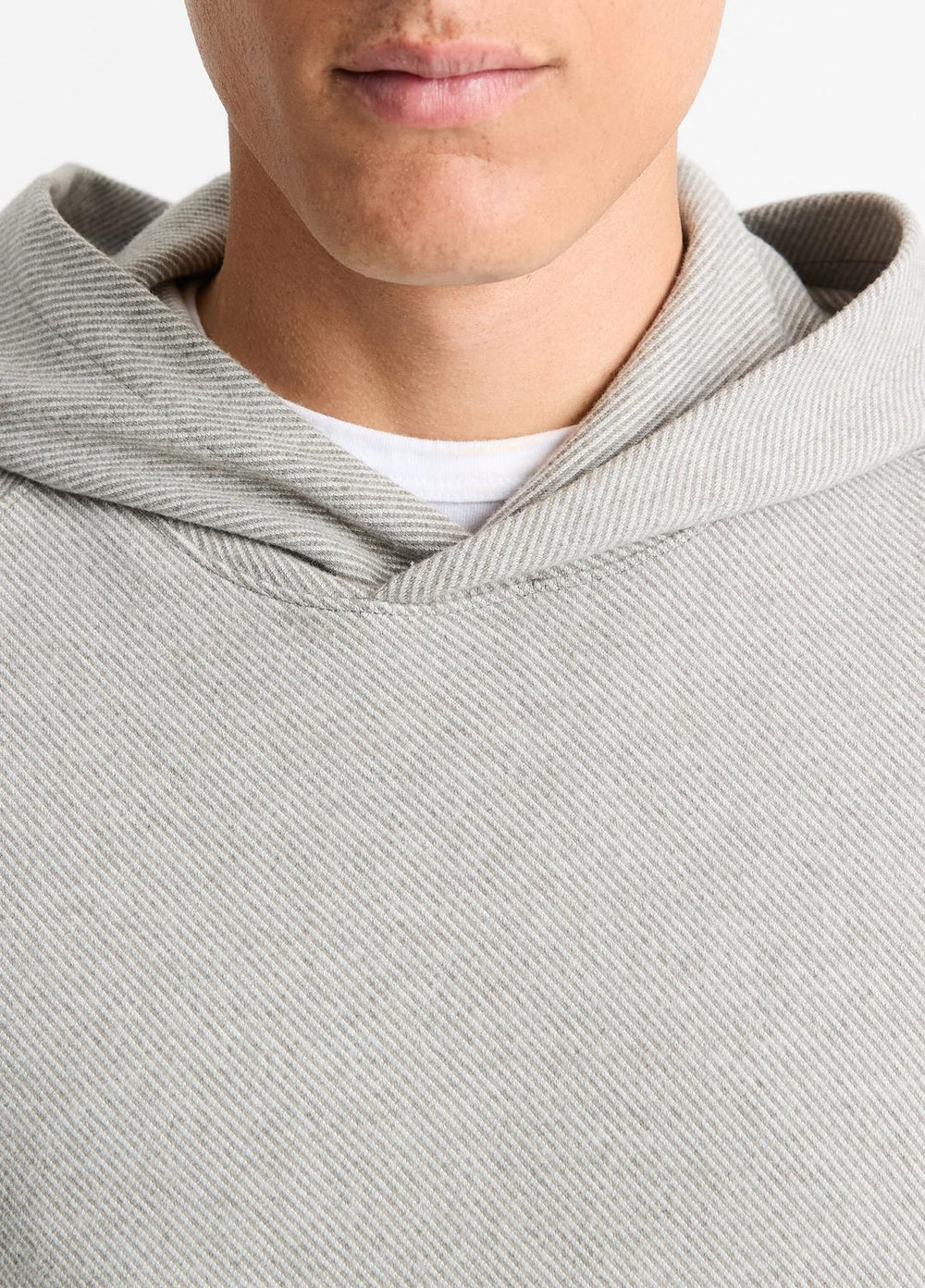 Broken Twill Pullover Hoodie in Sweatshirts & Hoodies - HEATHER GREY/OFF WHITE