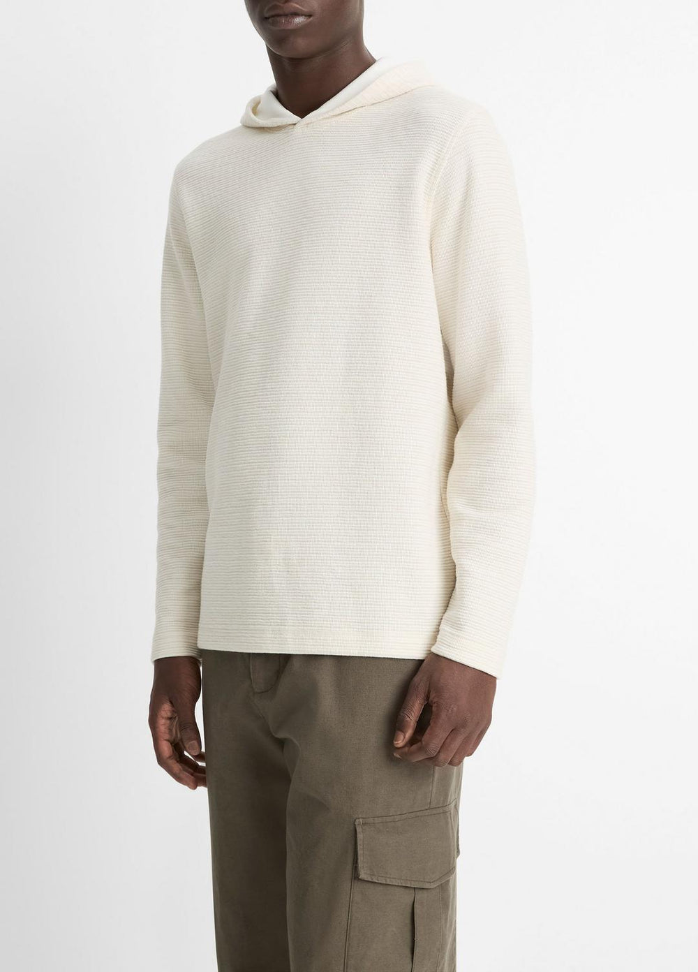 Variegated Stripe Double-Face Cotton-Blend Hoodie in Sweatshirts & Hoodies - BAJA SAND/NATURAL