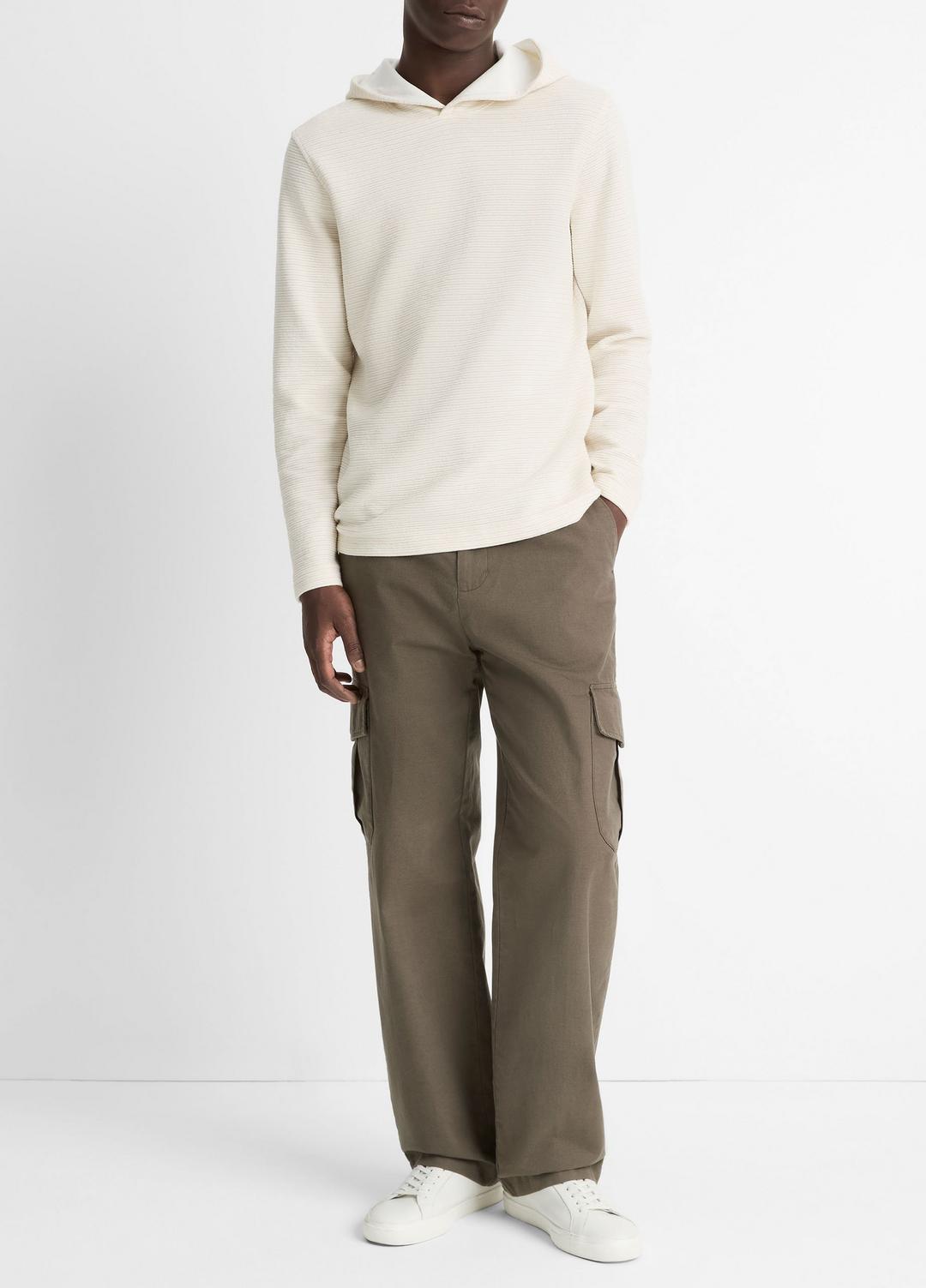 Variegated Stripe Double-Face Cotton-Blend Hoodie in Sweatshirts & Hoodies - BAJA SAND/NATURAL