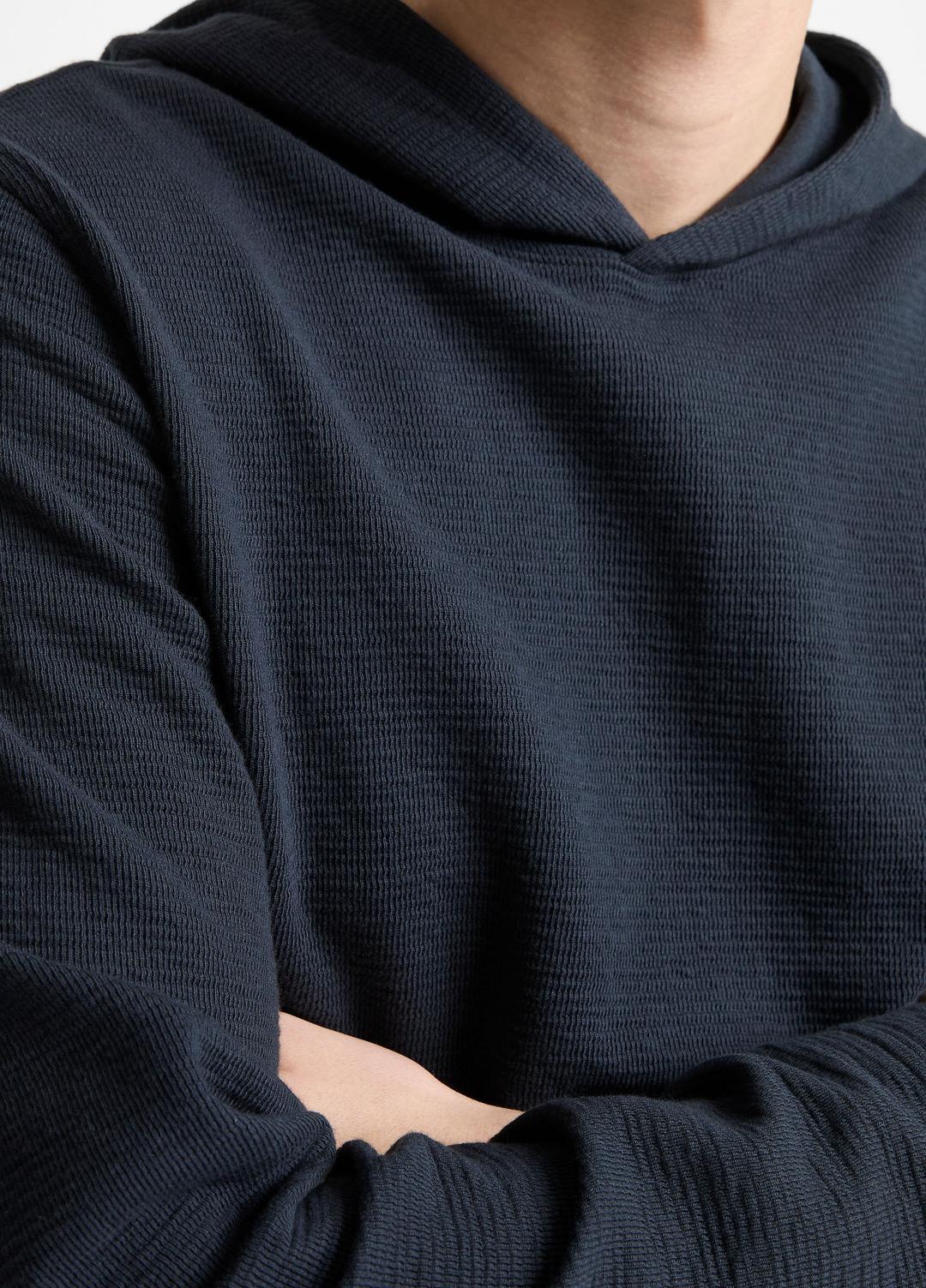 Variegated Stripe Double-Face Cotton-Blend Hoodie in Sweatshirts & Hoodies - COASTAL BLUE/COASTAL BLUE