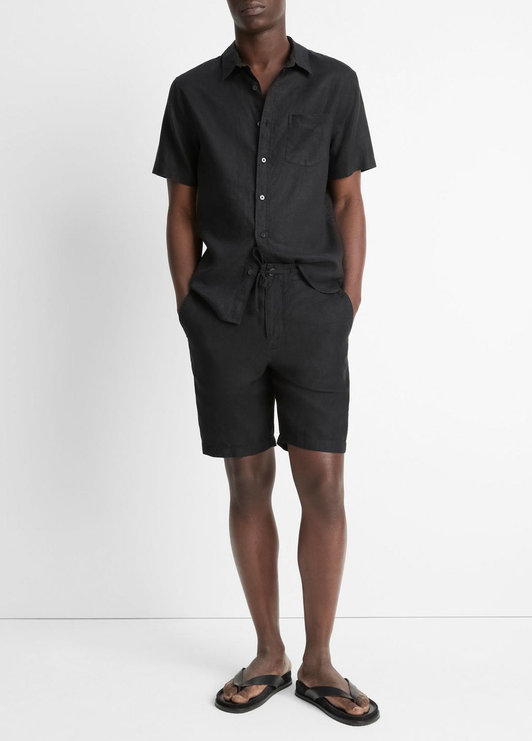 Hemp Drawstring Short in Shorts - BLACK