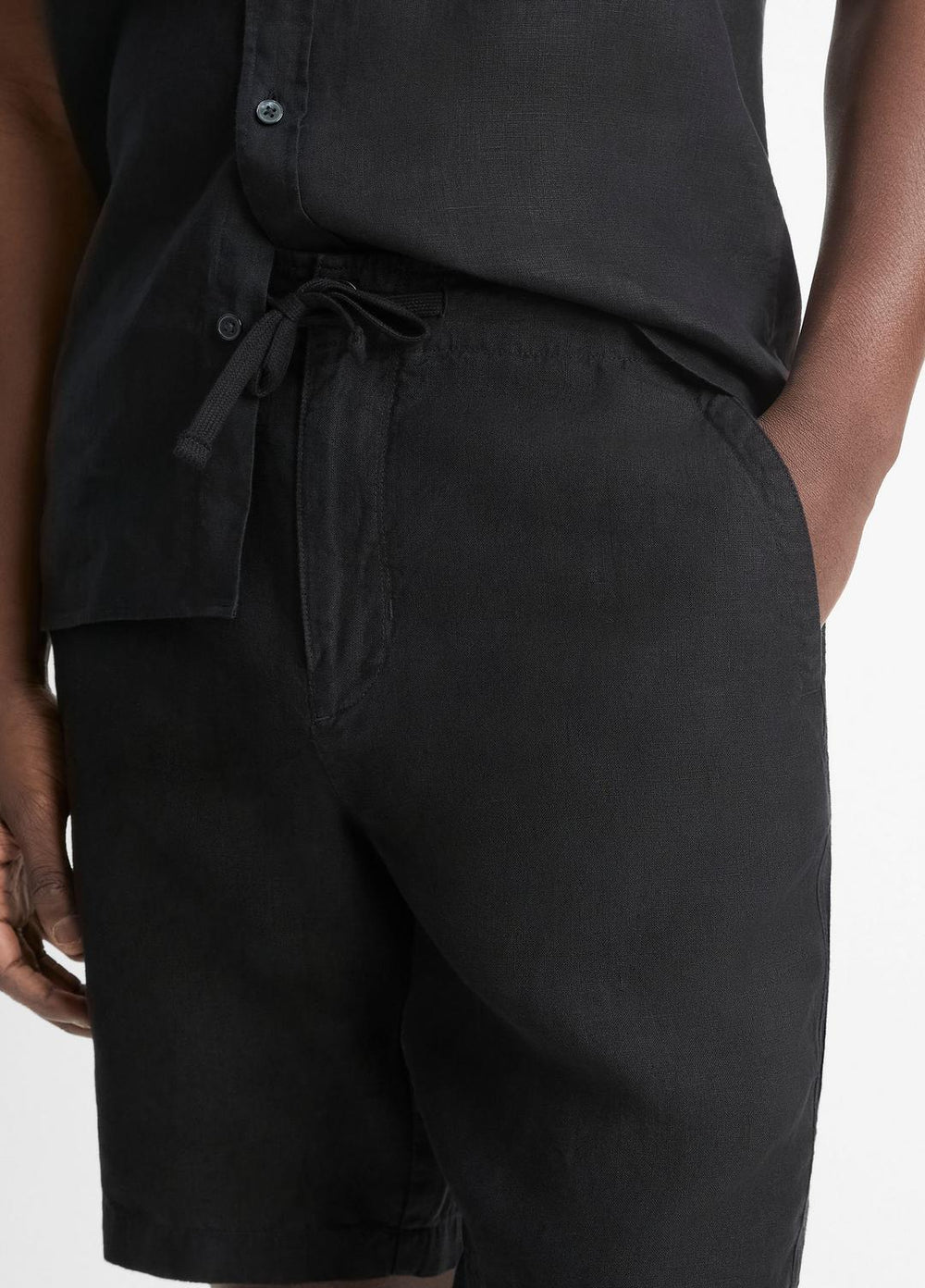 Hemp Drawstring Short in Shorts - BLACK