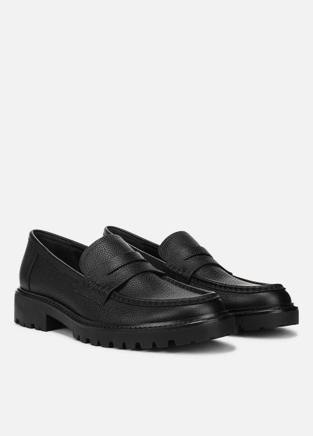 Delmore Leather Lug-Sole Loafer in Loafers - BLACK