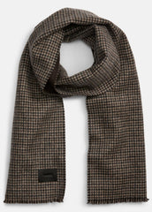 Double-Face Houndstooth Wool-Cashmere Scarf in Scarves & Hats - BROWN
