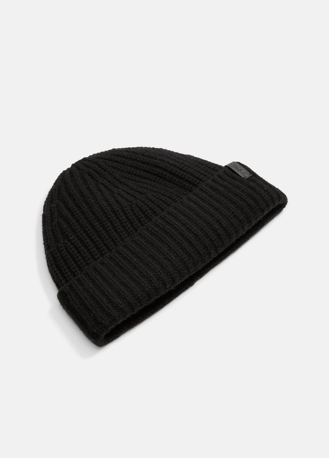 Cashmere Shaker-Stitch Beanie in Scarves & Hats - BLACK
