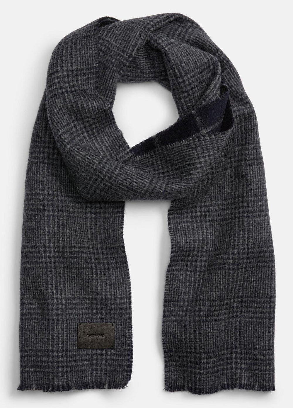 Double-Face Plaid Wool-Cashmere Scarf in Scarves & Hats - COASTAL BLUE/MEDIUM HEATHER GREY