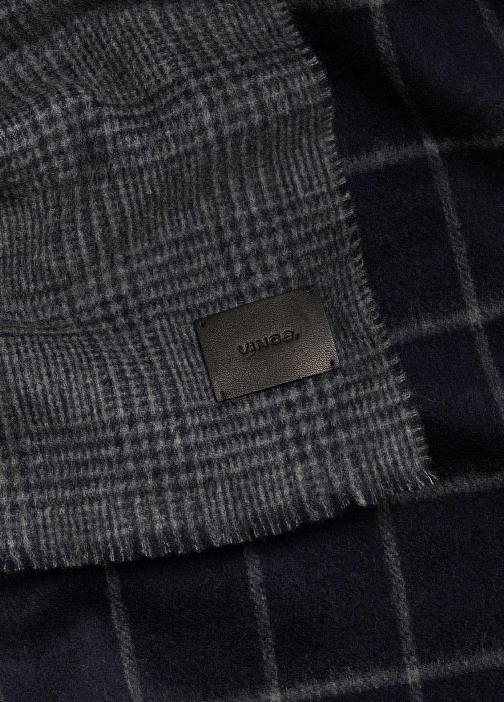 Double-Face Plaid Wool-Cashmere Scarf in Scarves & Hats - COASTAL BLUE/MEDIUM HEATHER GREY