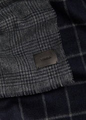Double-Face Plaid Wool-Cashmere Scarf in Scarves & Hats - COASTAL BLUE/MEDIUM HEATHER GREY