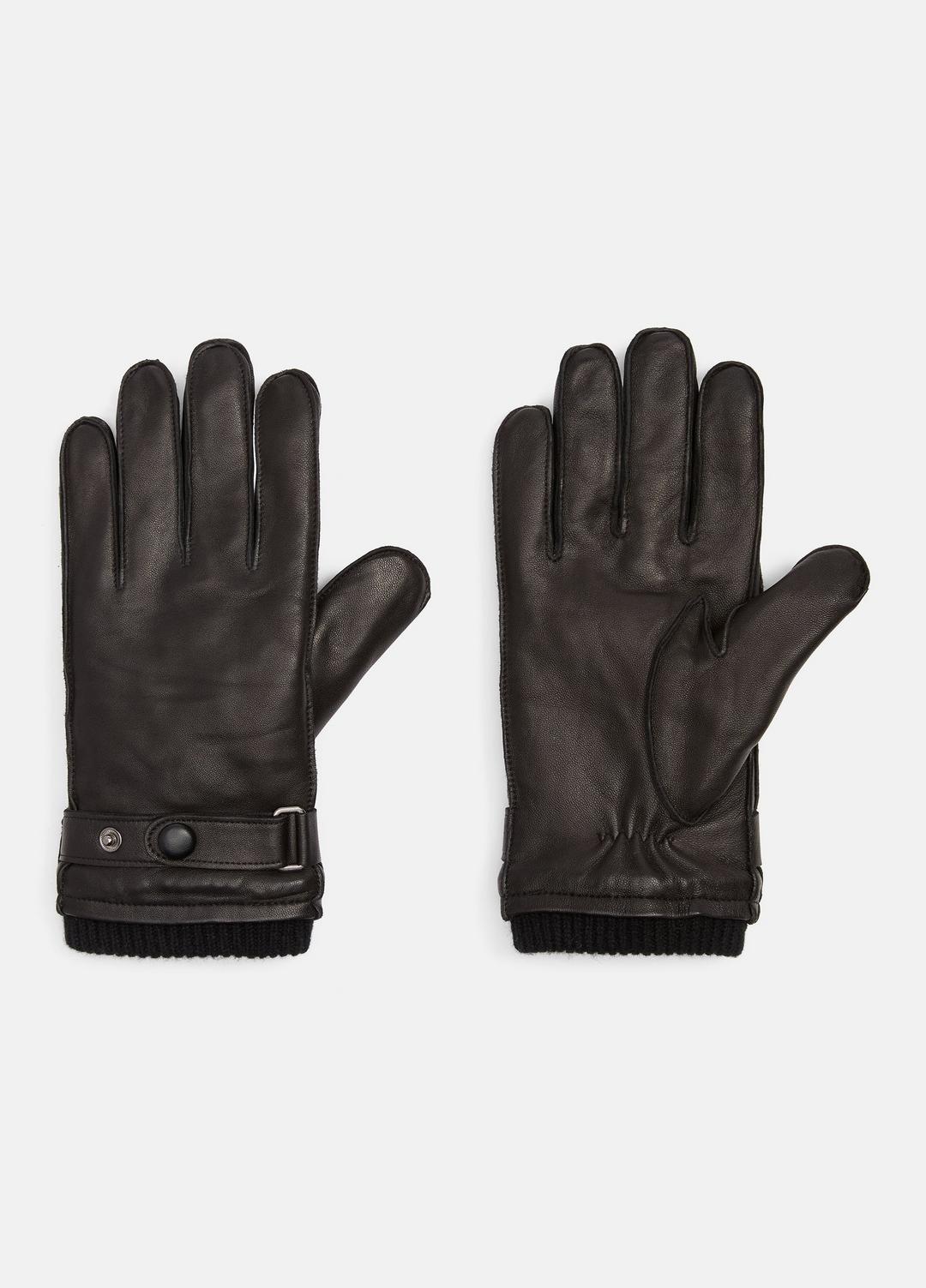 Leather Wrist-Strap Glove in Gloves - BLACK