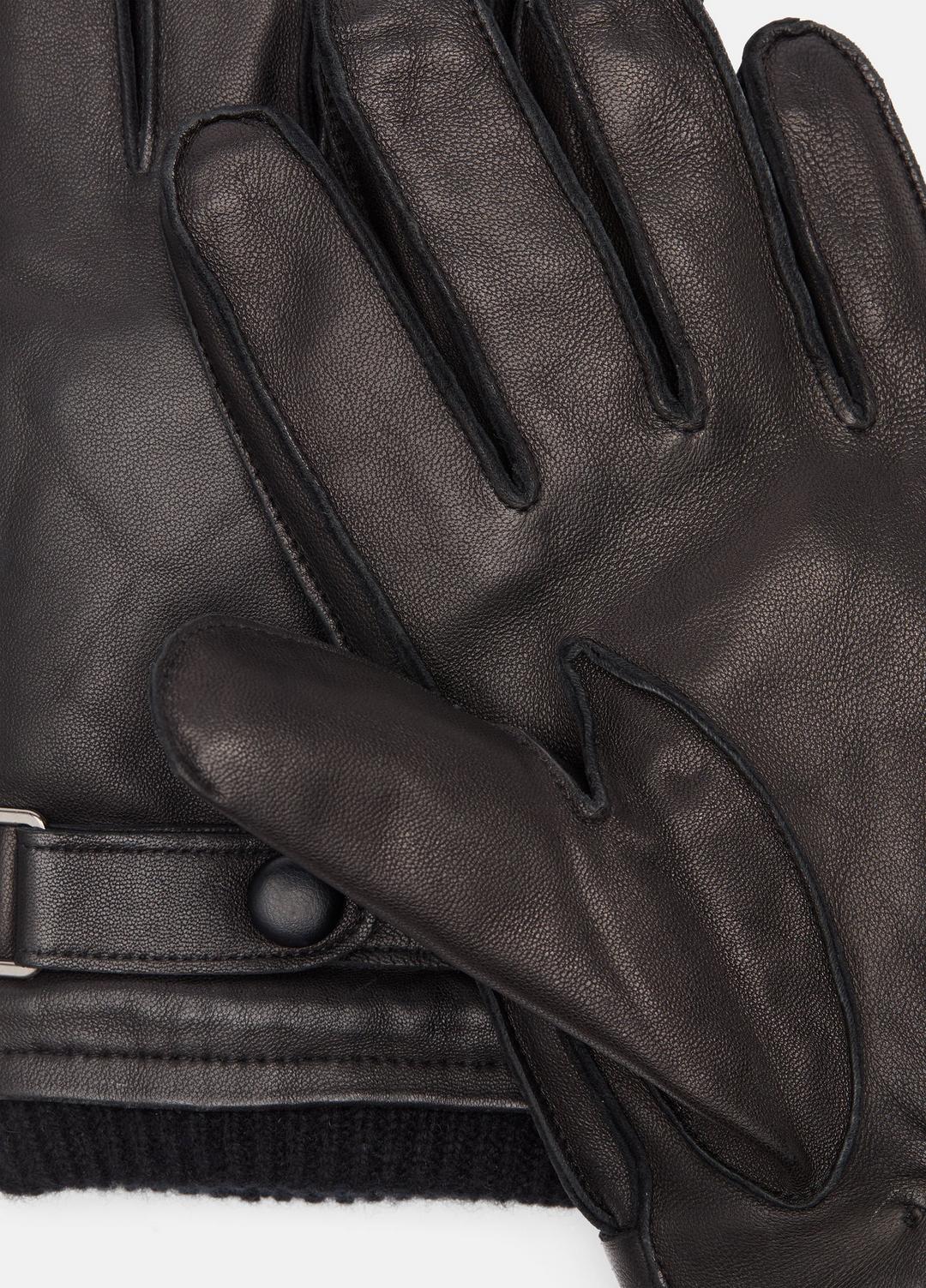 Leather Wrist-Strap Glove in Gloves - BLACK