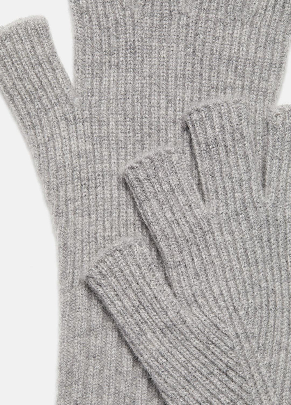 Wool-Cashmere Rib-Knit Fingerless Glove in Gloves - HEATHER GREY