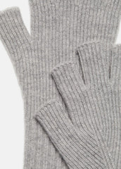 Wool-Cashmere Rib-Knit Fingerless Glove in Gloves - HEATHER GREY