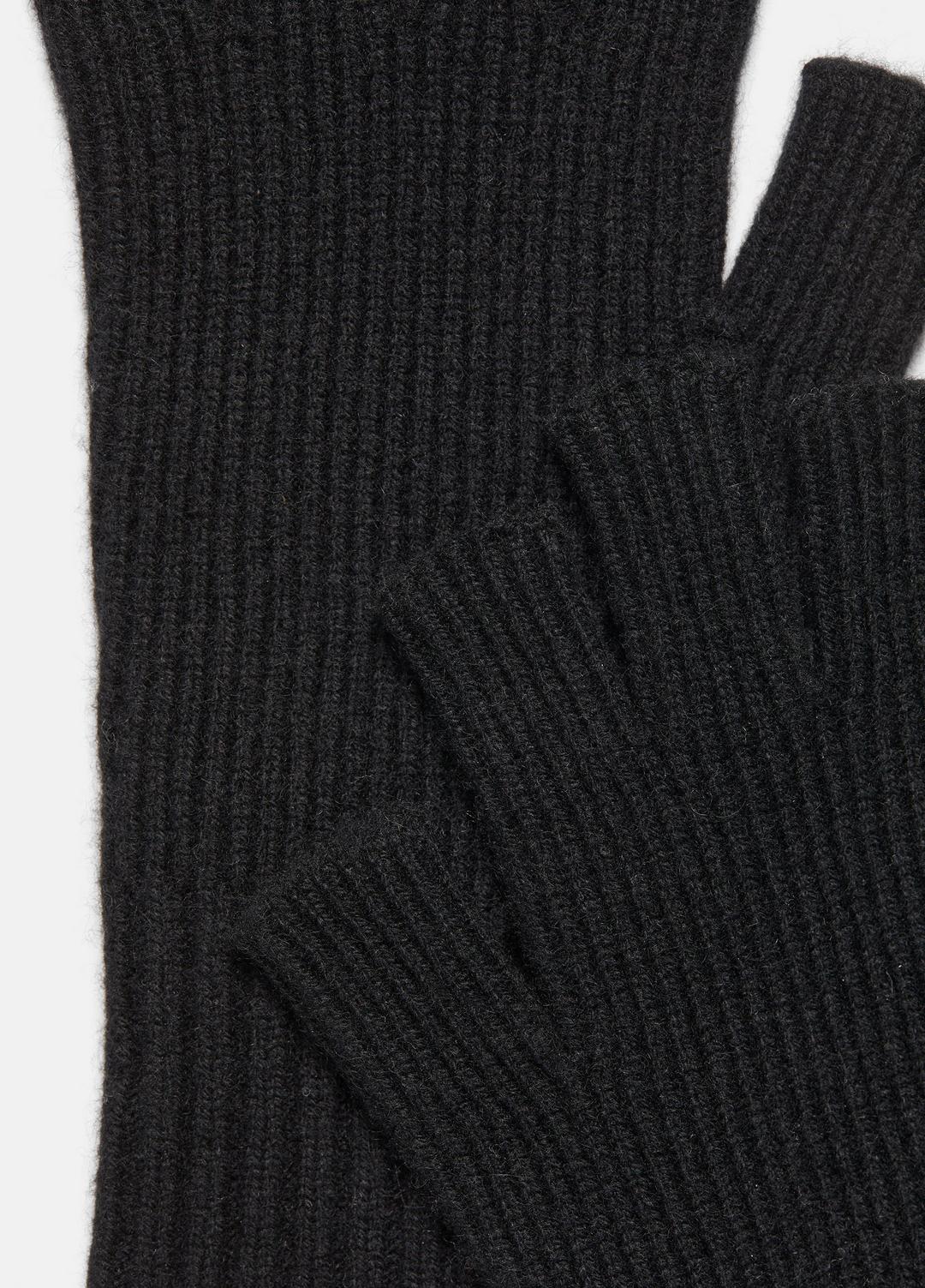 Wool-Cashmere Rib-Knit Fingerless Glove in Gloves - HEATHER BLACK