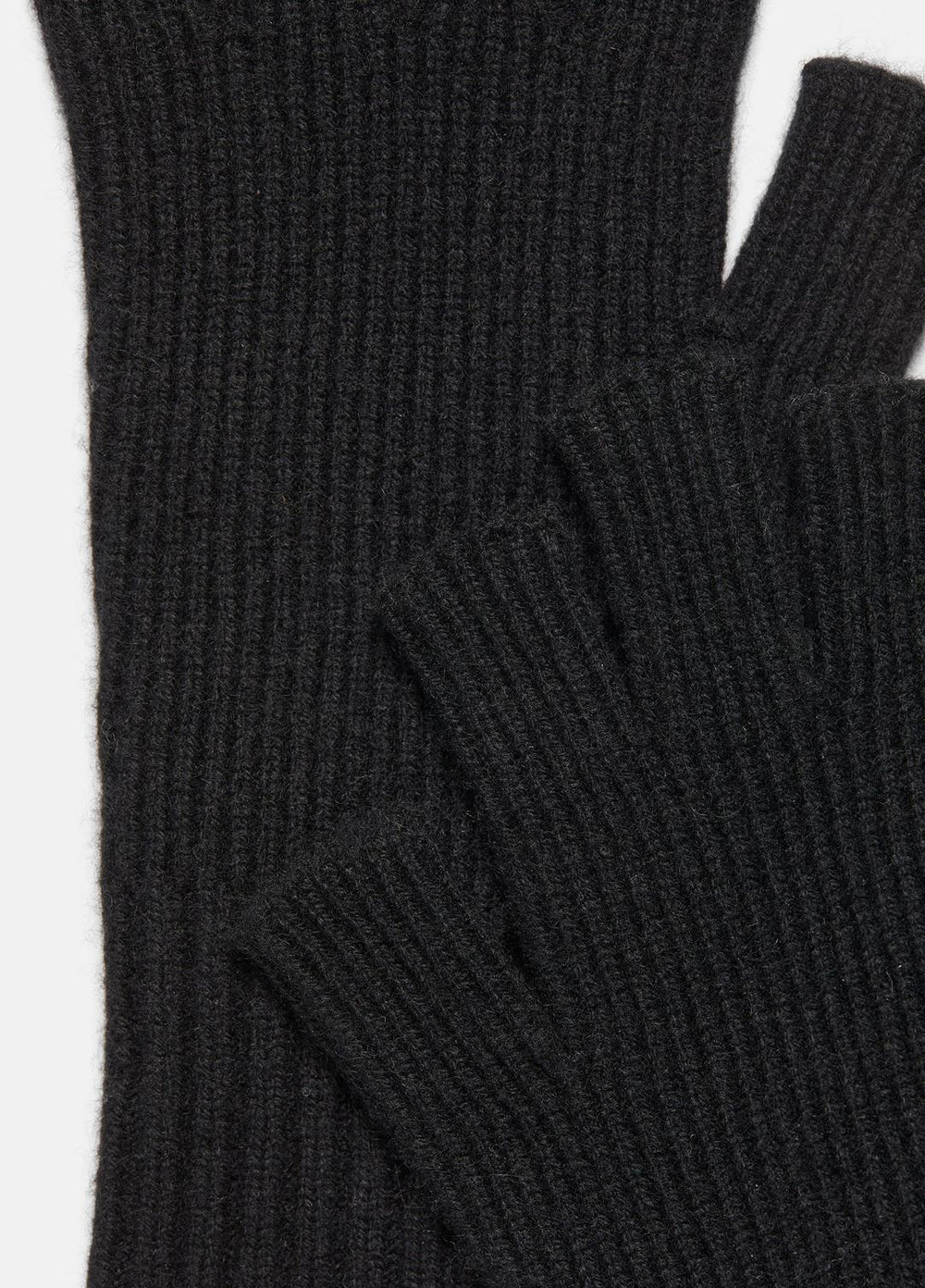 Wool-Cashmere Rib-Knit Fingerless Glove in Gloves - HEATHER BLACK