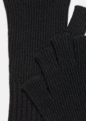 Wool-Cashmere Rib-Knit Fingerless Glove in Gloves - HEATHER BLACK