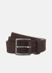 Men's 32mm Nubuck Leather Belt in Belts - DARK ROAST/MATTE GUNMETAL