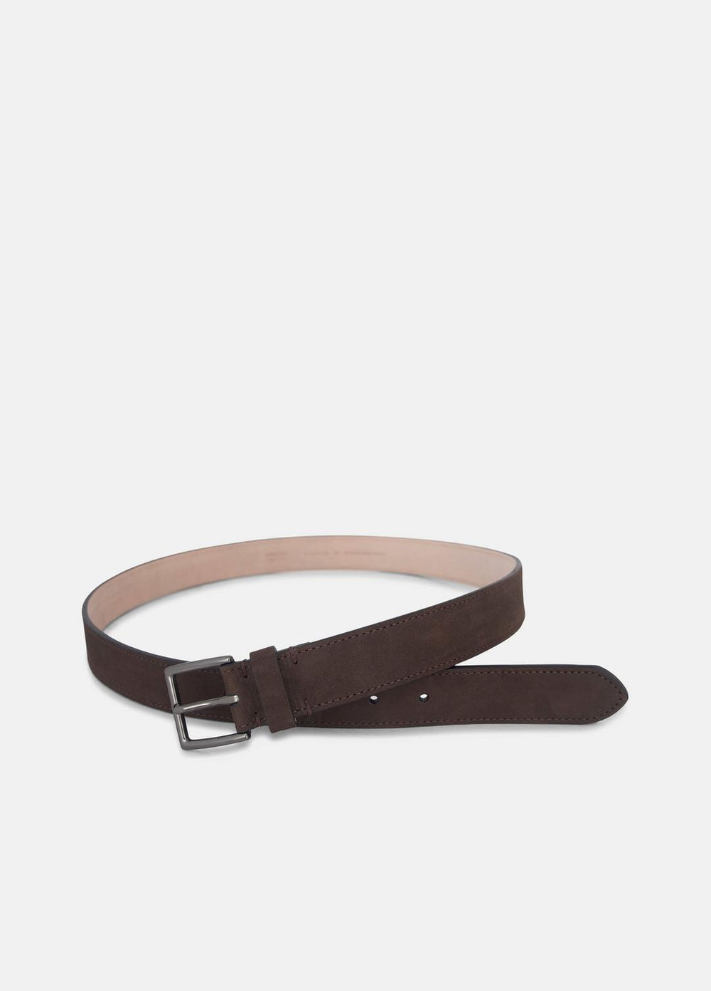 Men's 32mm Nubuck Leather Belt in Belts - DARK ROAST/MATTE GUNMETAL