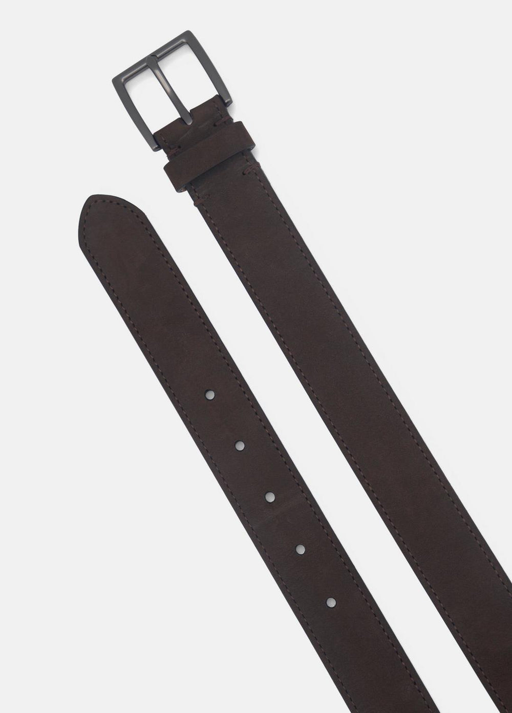 Men's 32mm Nubuck Leather Belt in Belts - DARK ROAST/MATTE GUNMETAL