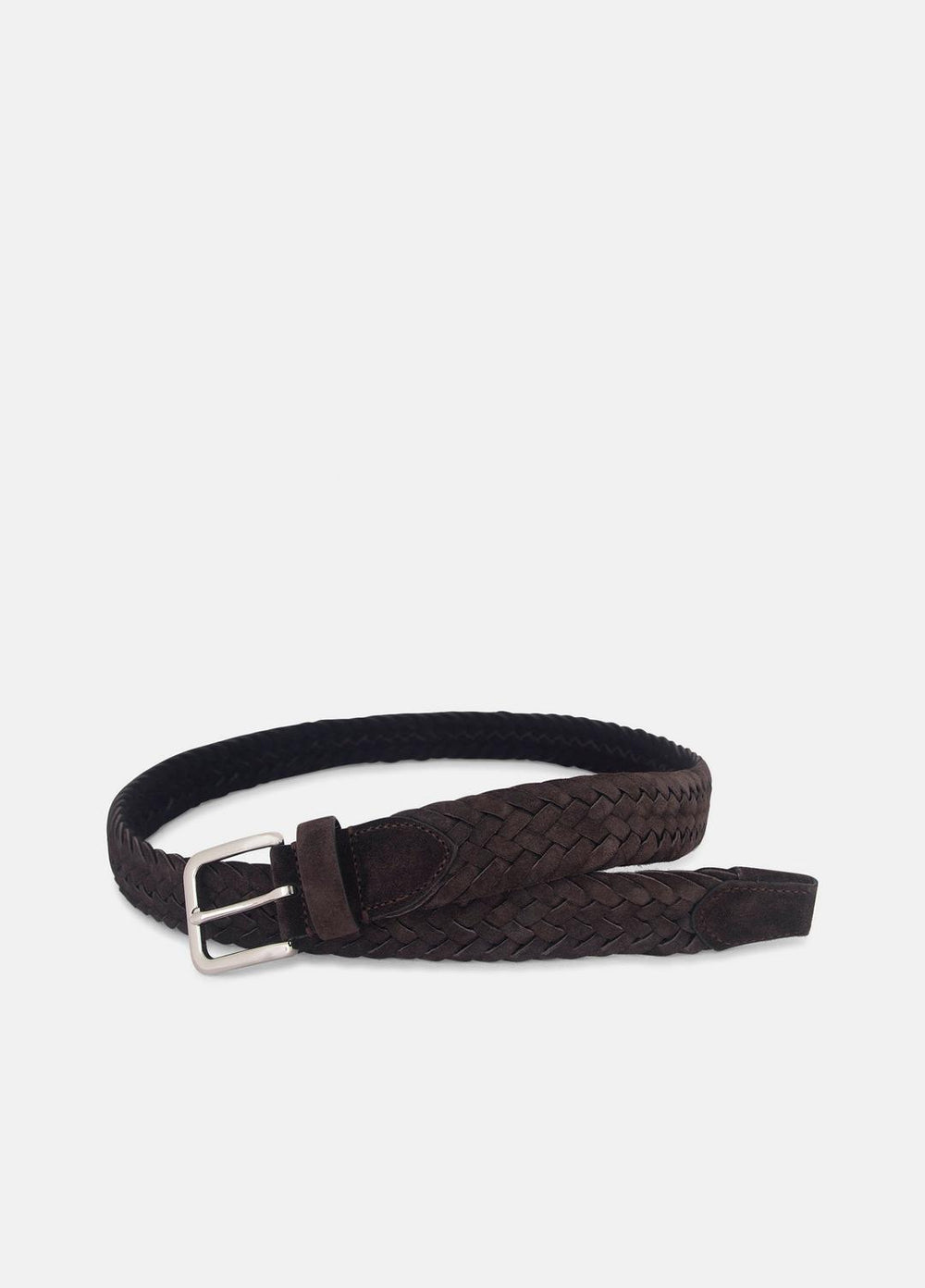 Men's 35mm Woven Suede Belt in Belts - CHOCOLATE/PALLADIUM