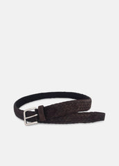 Men's 35mm Woven Suede Belt in Belts - CHOCOLATE/PALLADIUM