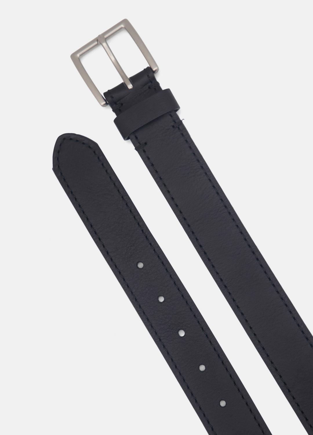 Men's 35mm Stitched Leather Belt in Belts - BLACK/DULL NICKEL