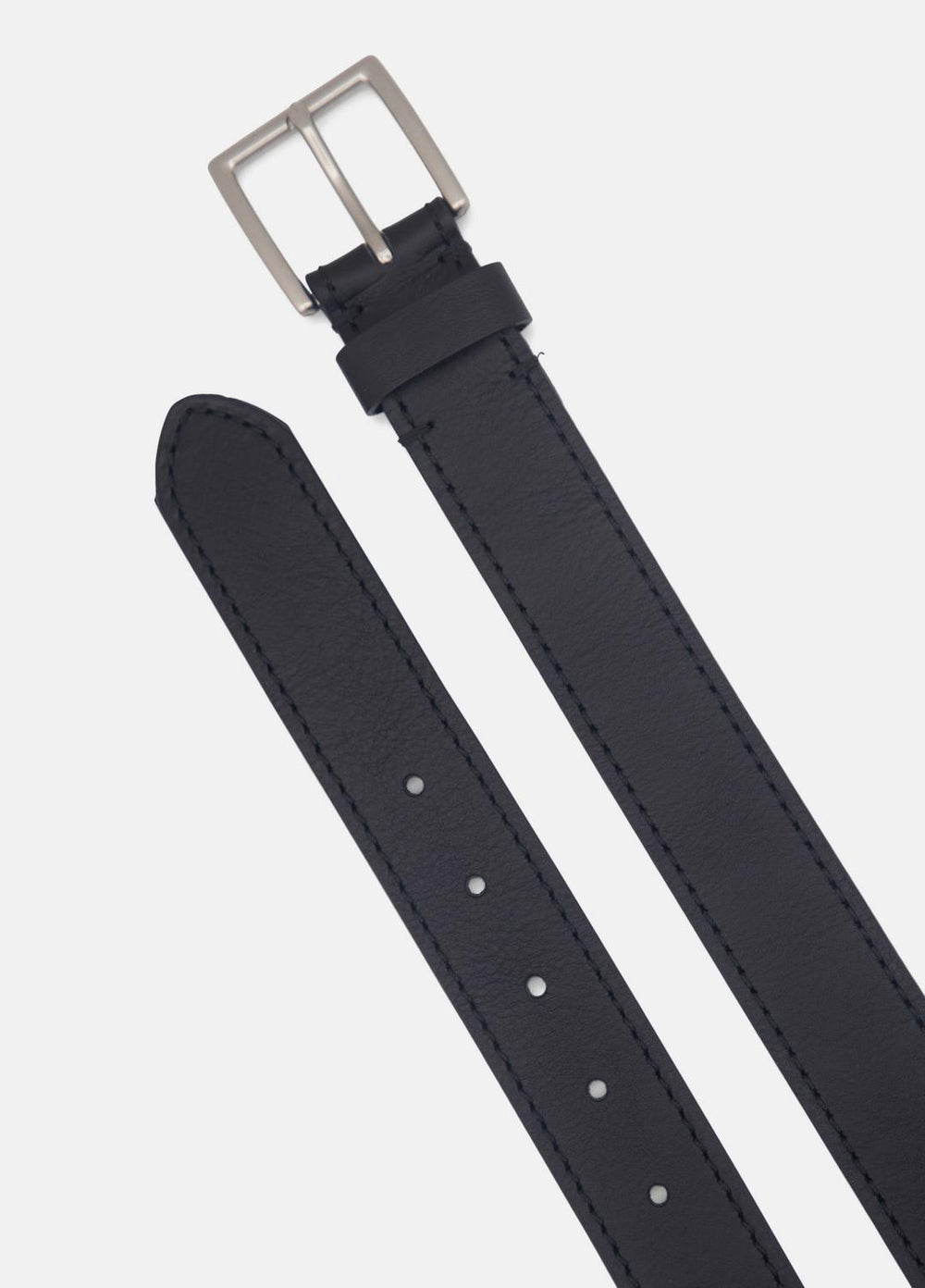 Men's 35mm Stitched Leather Belt in Belts - BLACK/DULL NICKEL
