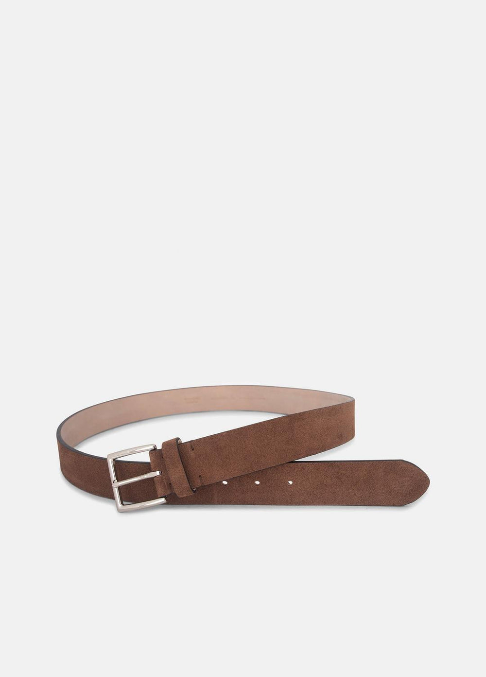Men's 35mm Suede Belt in Belts - CHOCOLATE/PALLADIUM