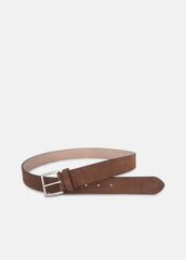Men's 35mm Suede Belt in Belts - CHOCOLATE/PALLADIUM