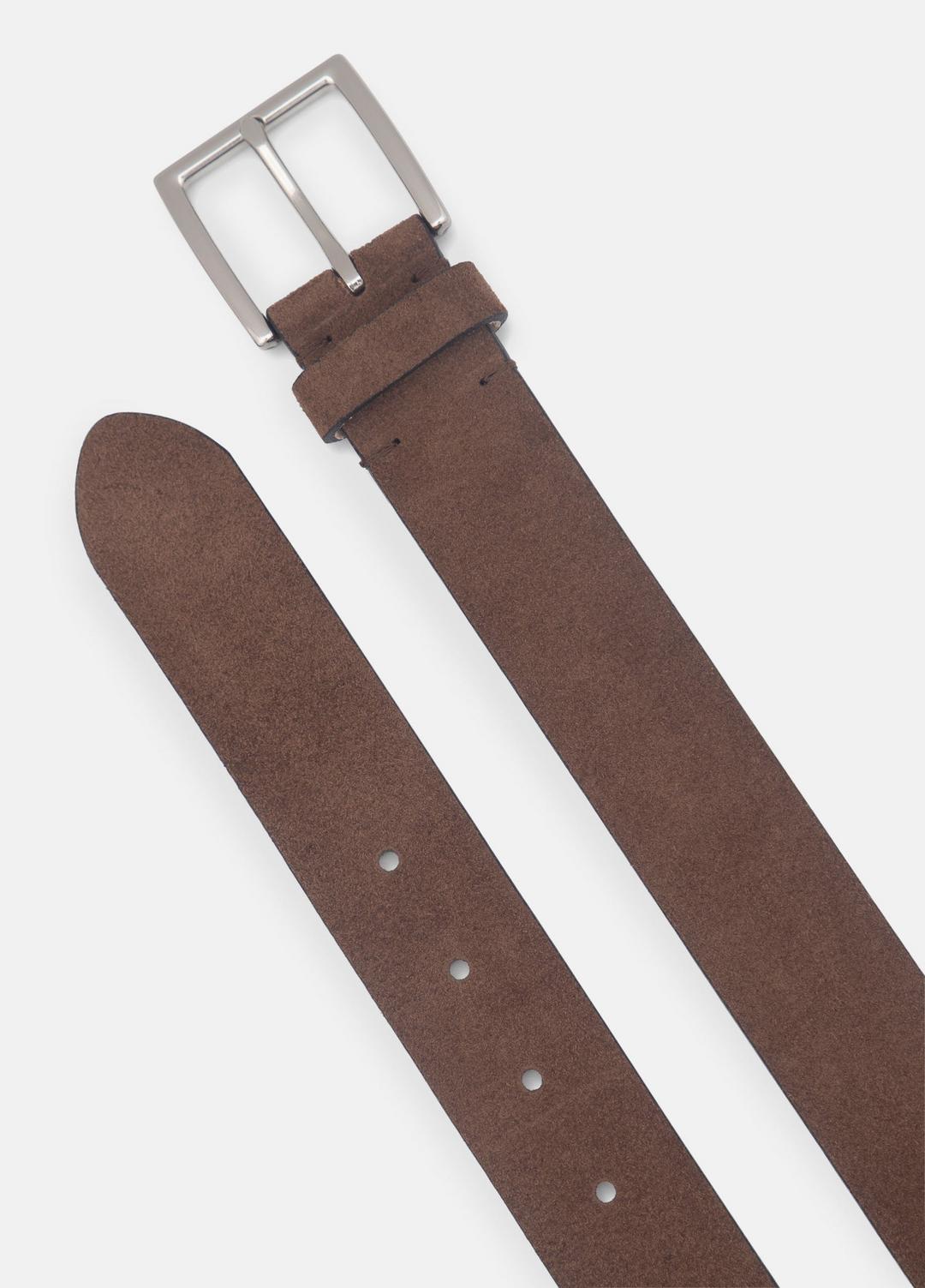 Men's 35mm Suede Belt in Belts - CHOCOLATE/PALLADIUM