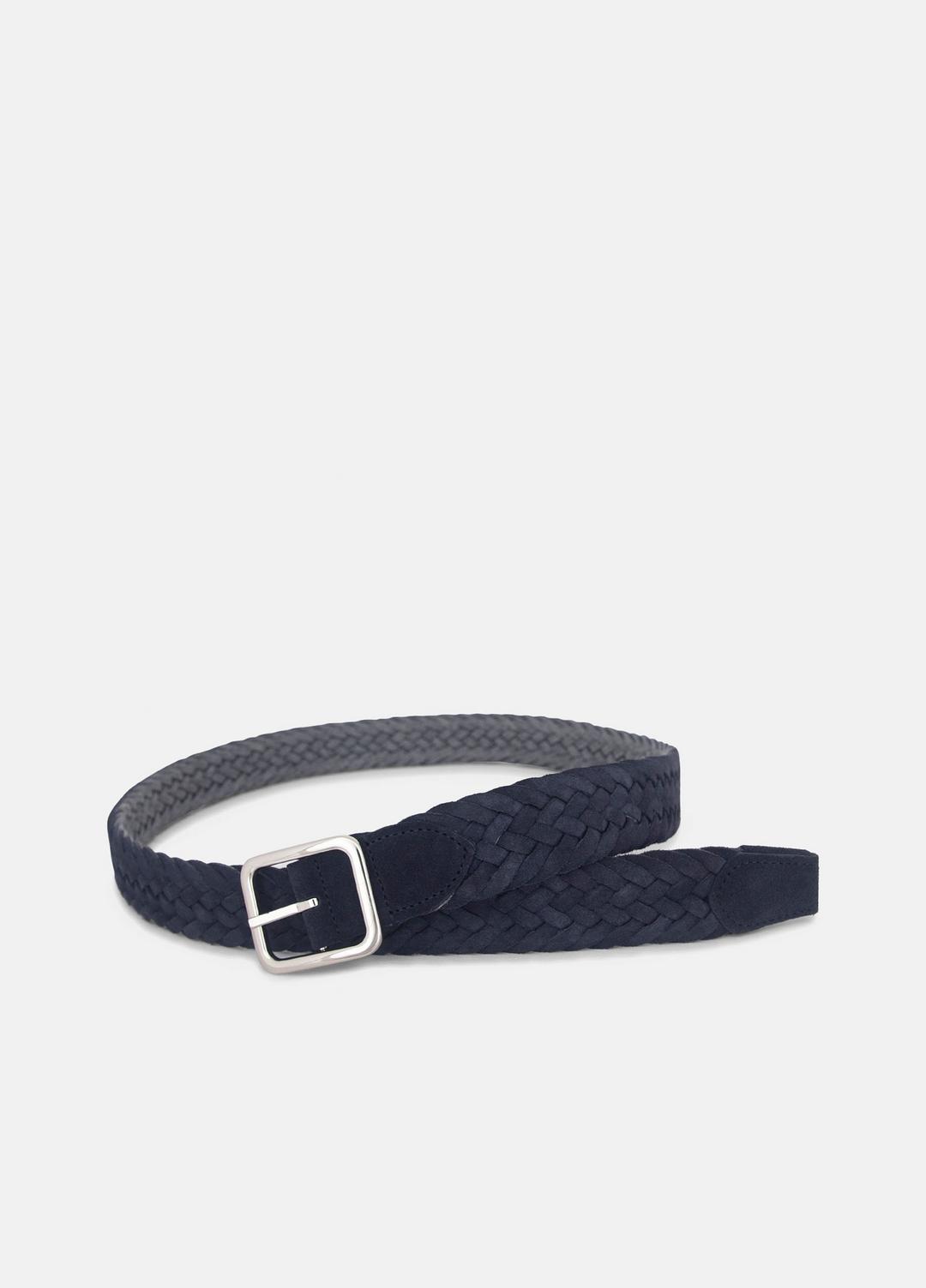 Men's 35mm Reversible Woven Suede Belt in Belts - COASTAL BLUE/GREY PALLADI