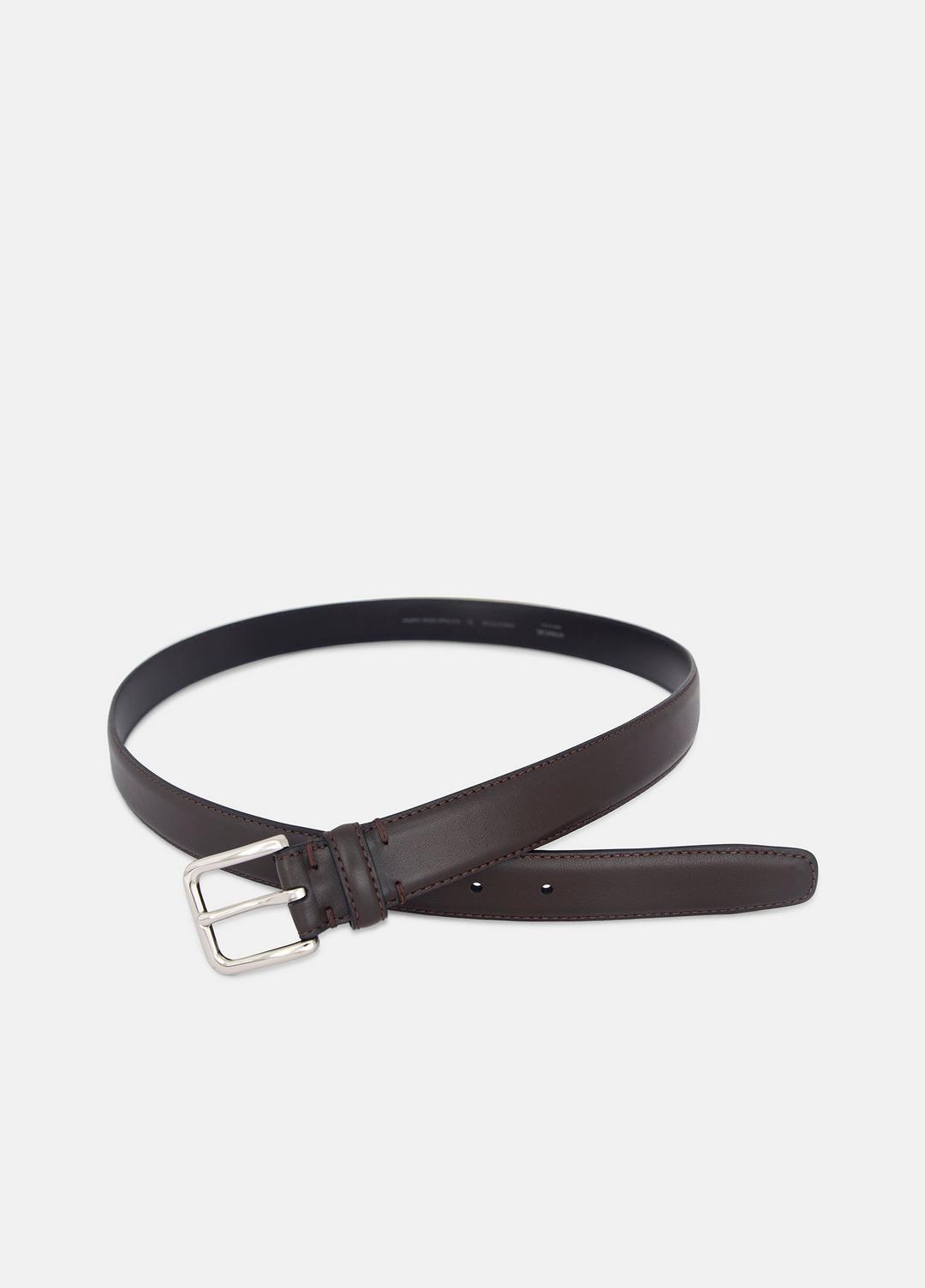 Men’s 30mm Stitched Leather Belt in Belts - CACAO BROWN