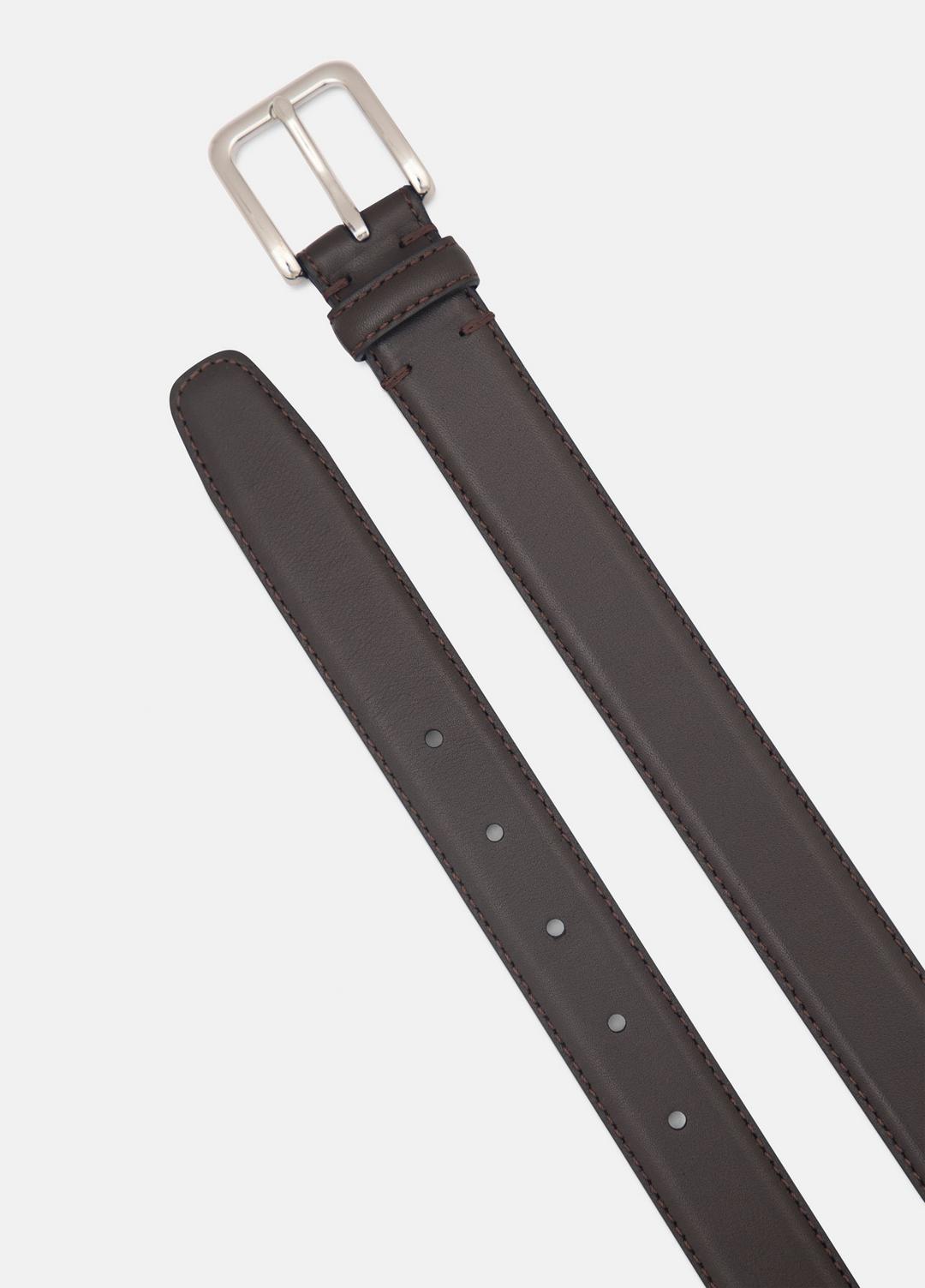 Men’s 30mm Stitched Leather Belt in Belts - CACAO BROWN