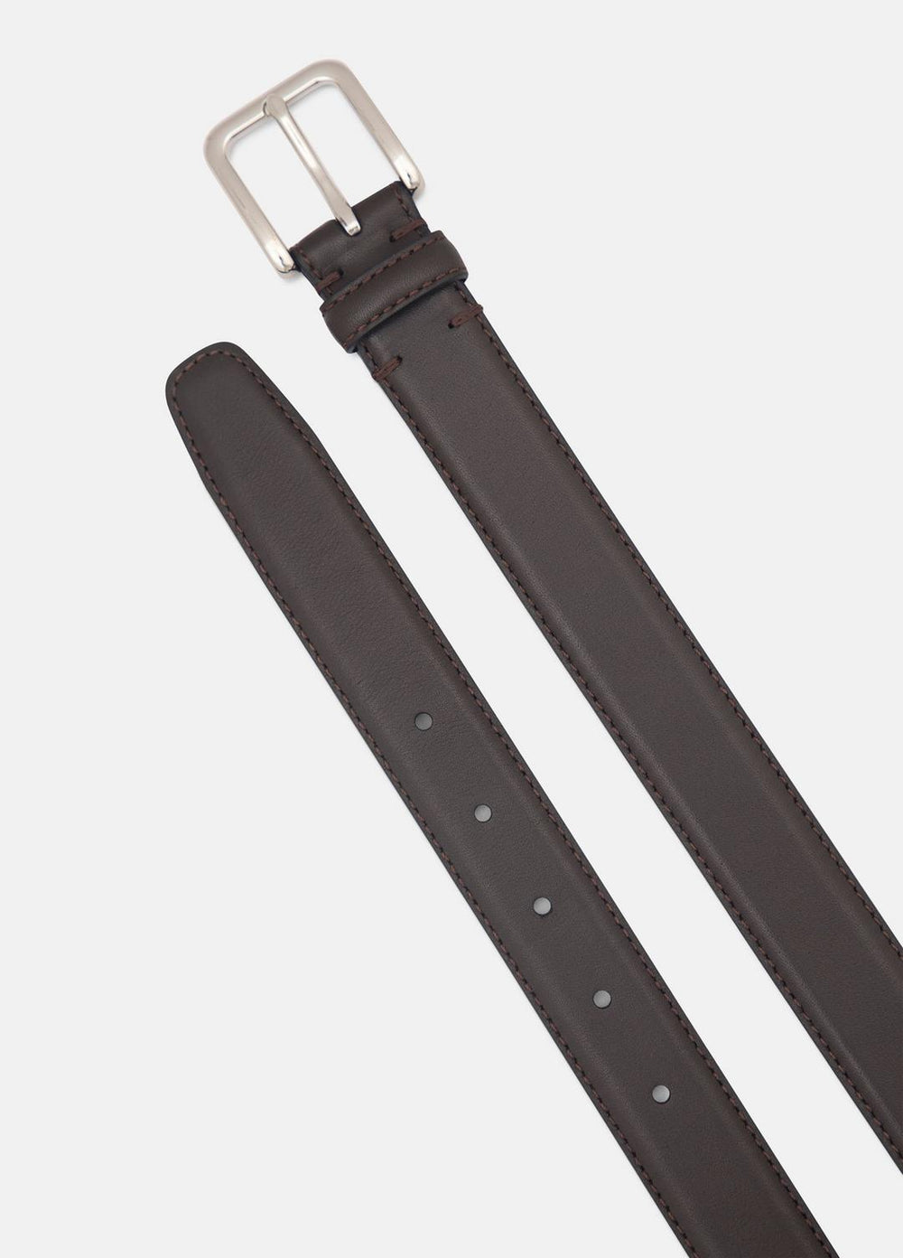 Men’s 30mm Stitched Leather Belt in Belts - CACAO BROWN