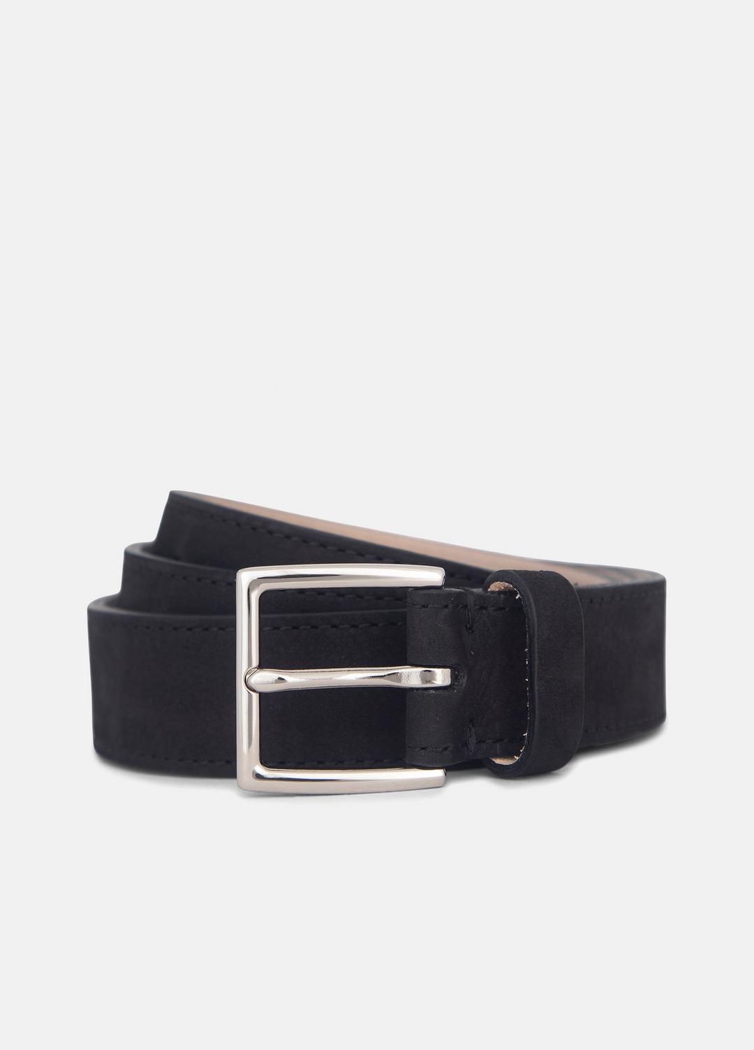Men's 32mm Nubuck Leather Belt in Belts - BLACK/PALLADIUM