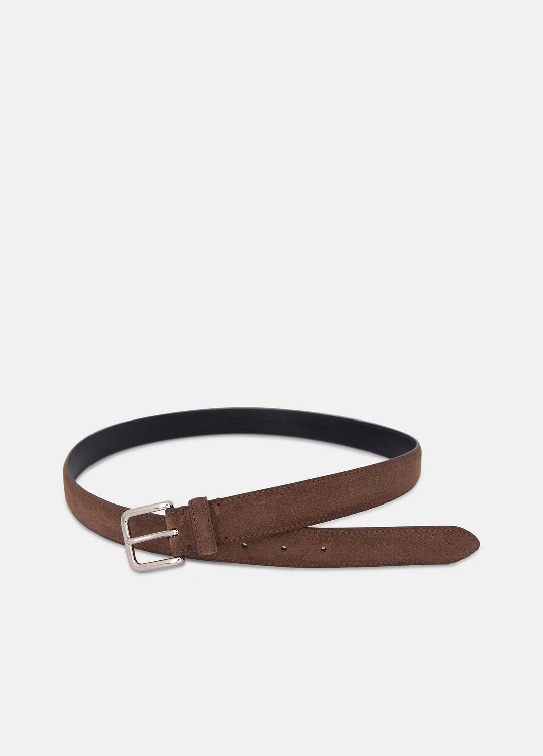 Men's 30mm Stitched Suede Belt in Belts - CHOCOLATE