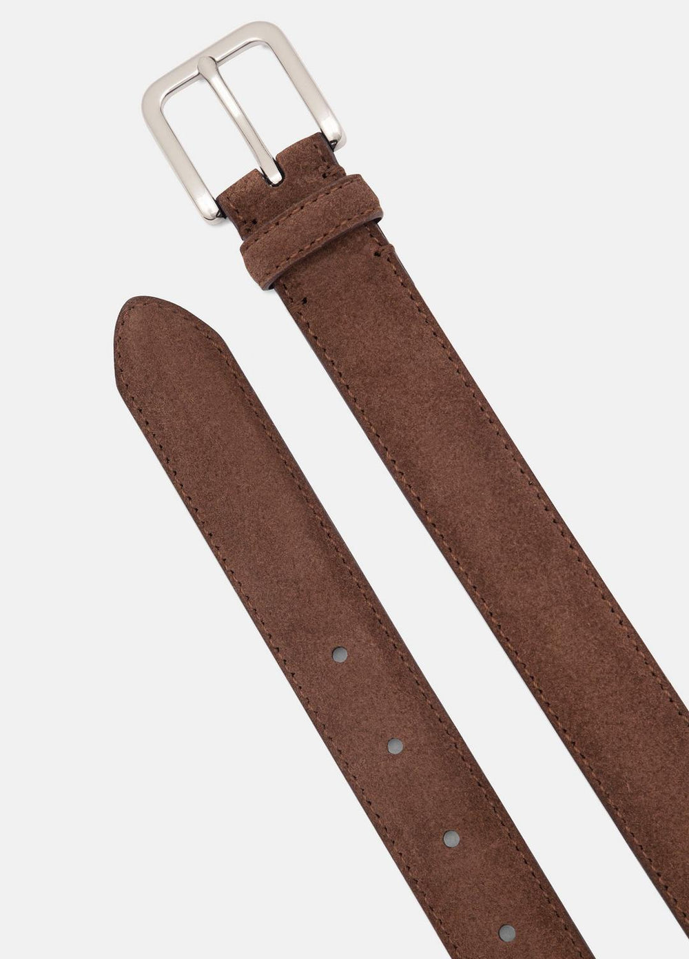 Men's 30mm Stitched Suede Belt in Belts - CHOCOLATE