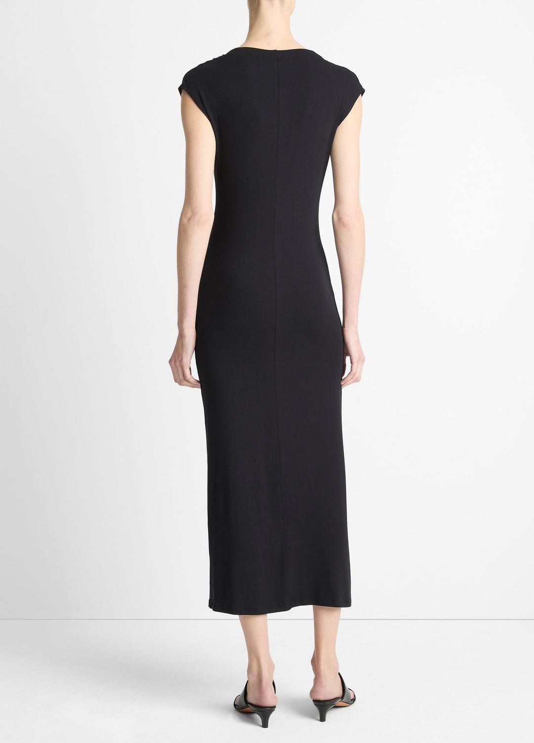 Jersey Draped Cowl-Neck Dress in Dresses & Skirts - BLACK