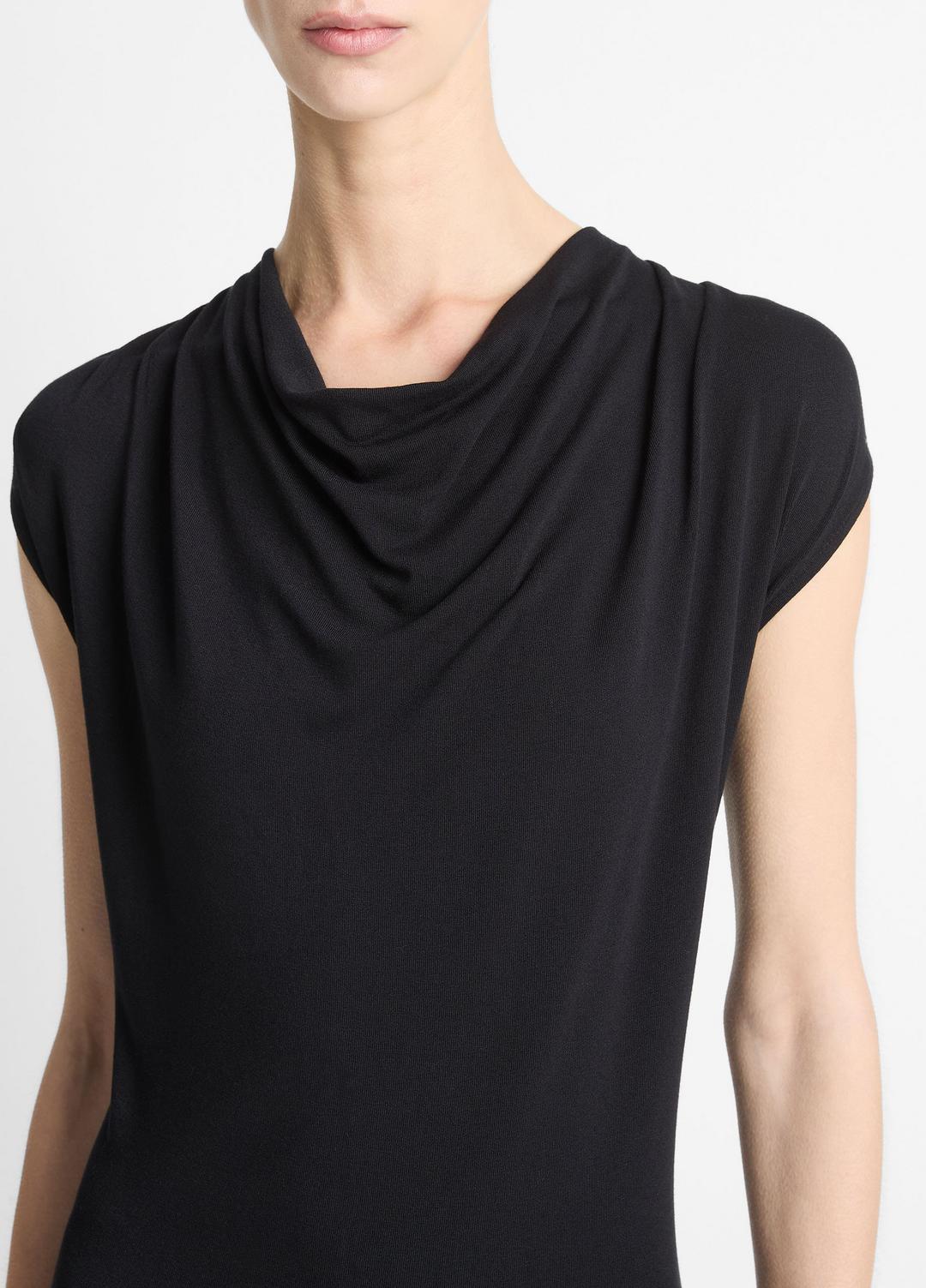 Jersey Draped Cowl-Neck Dress in Dresses & Skirts - BLACK