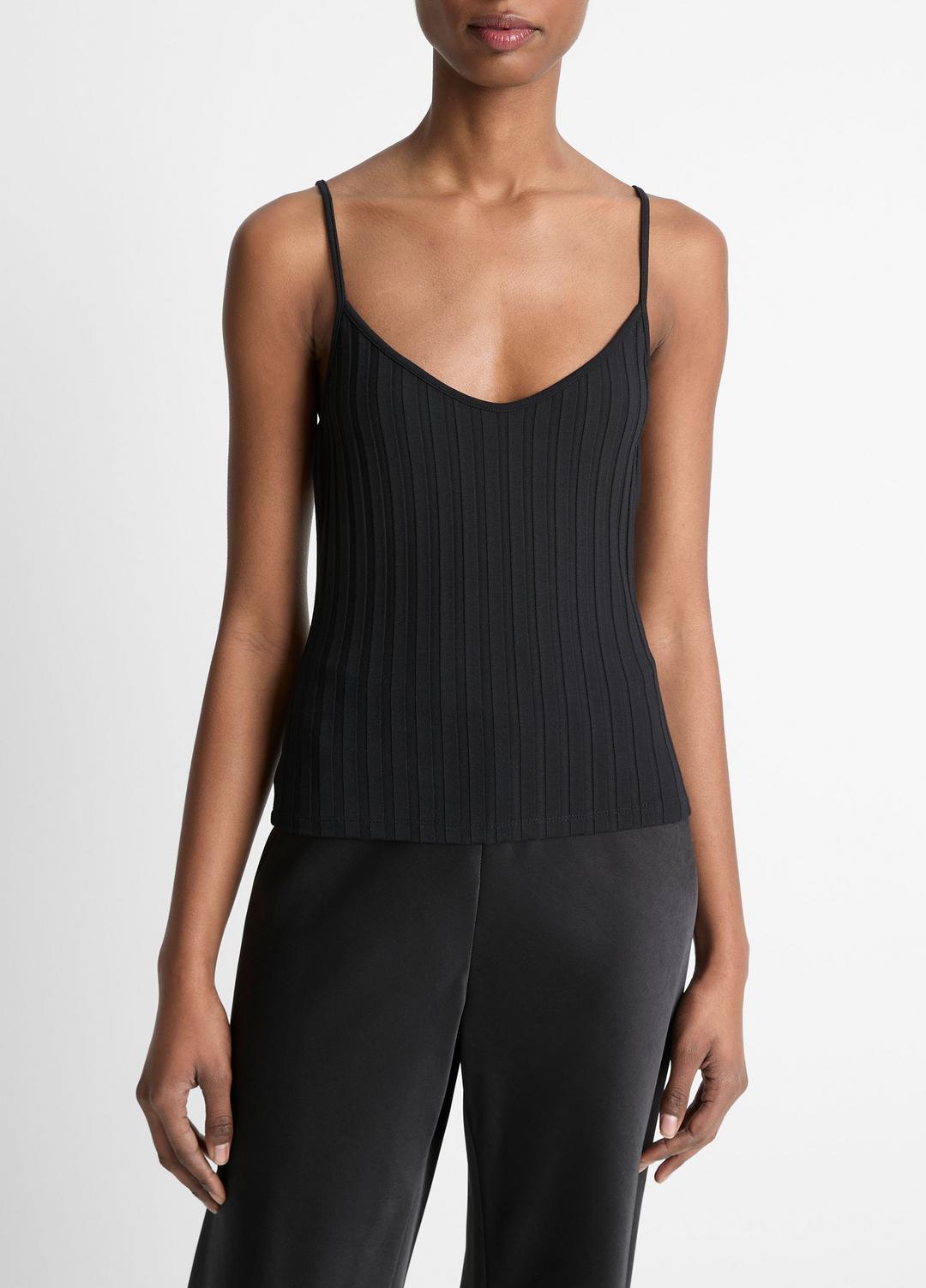 Ribbed V-Neck Camisole in Shirts & Tees - BLACK